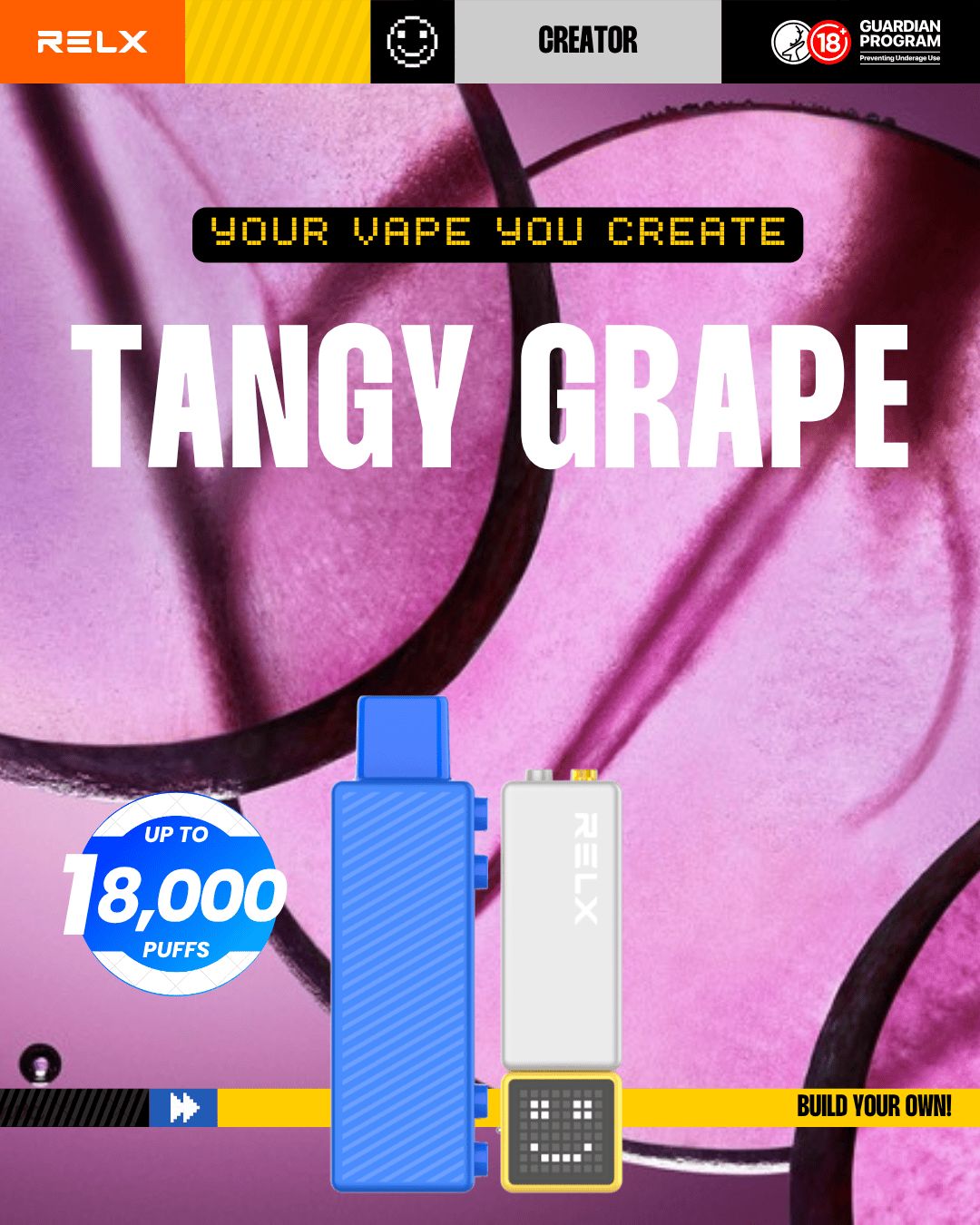 RELX Creator  Tangy Grape 18000 Puffs -ALIVAPEAUS