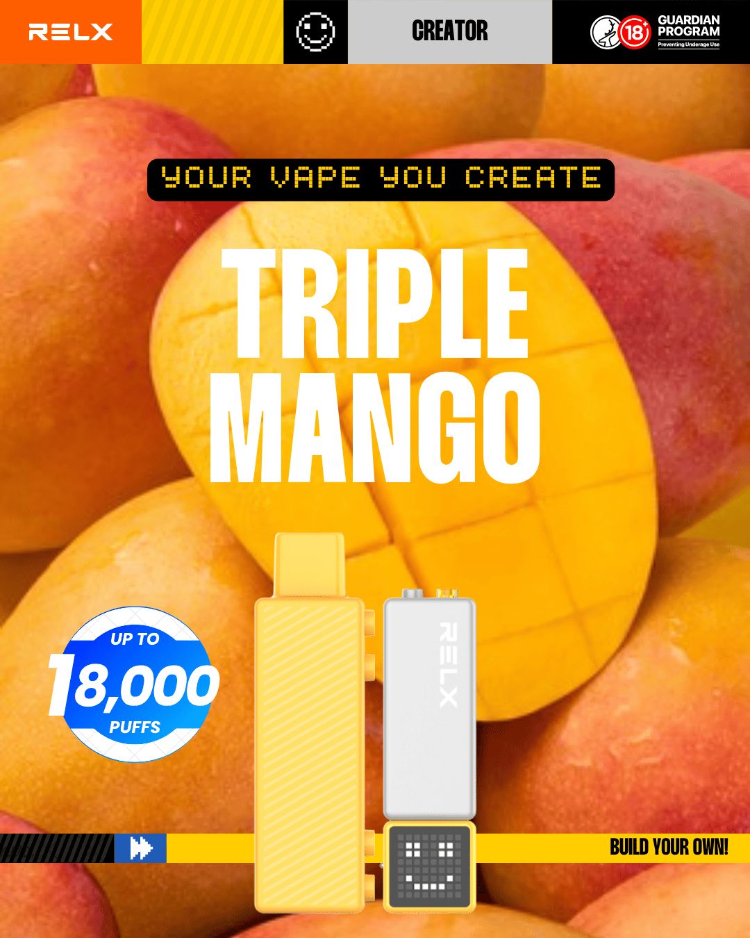 RELX Creator  Triple Mango 18000 Puffs -ALIVAPEAUS