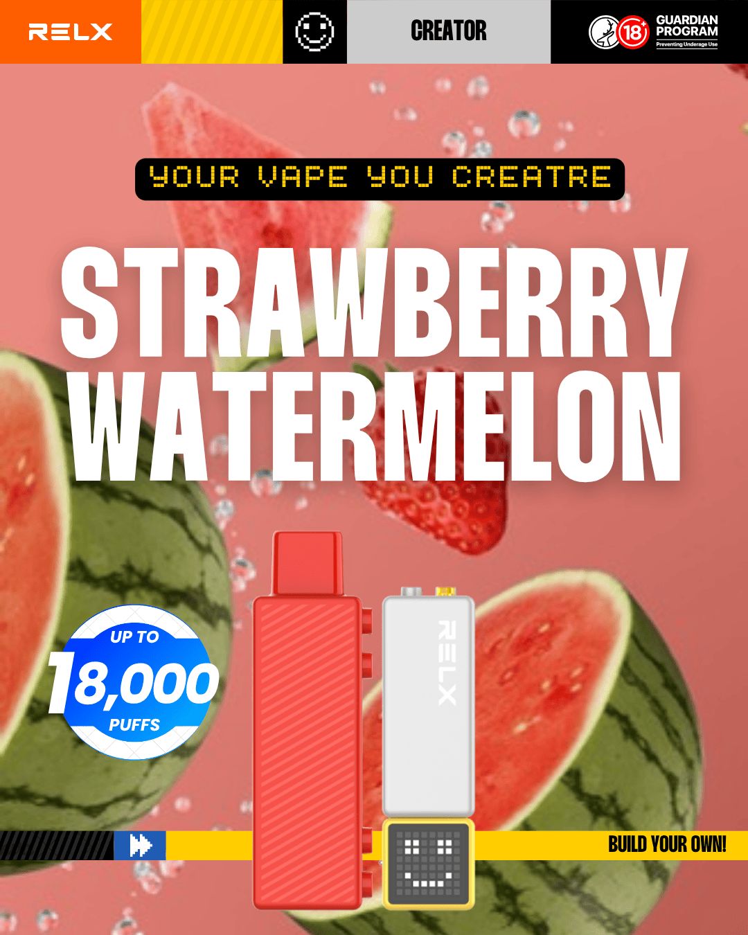 RELX Creator  Strawberry Watermelon 18000 Puffs -ALIVAPEAUS