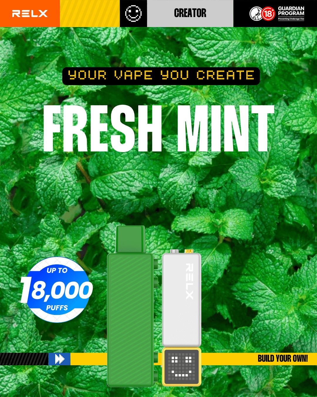 RELX Creator  Fresh Mint 18000 Puffs -ALIVAPEAUS