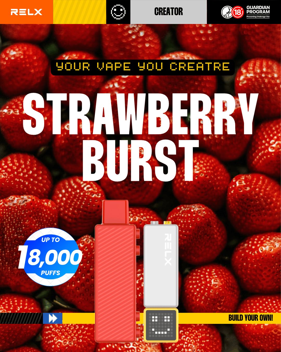 RELX Creator  Strawberry Burst 18000 Puffs -ALIVAPEAUS