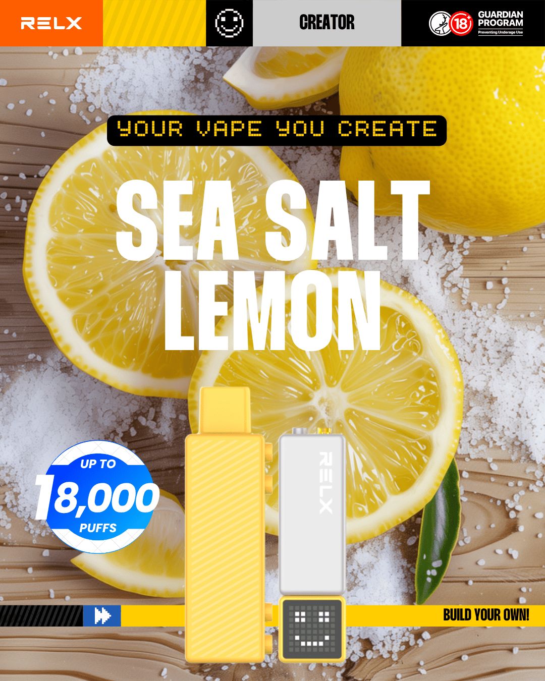 RELX Creator  Sea Salt Lemon 18000 Puffs -ALIVAPEAUS