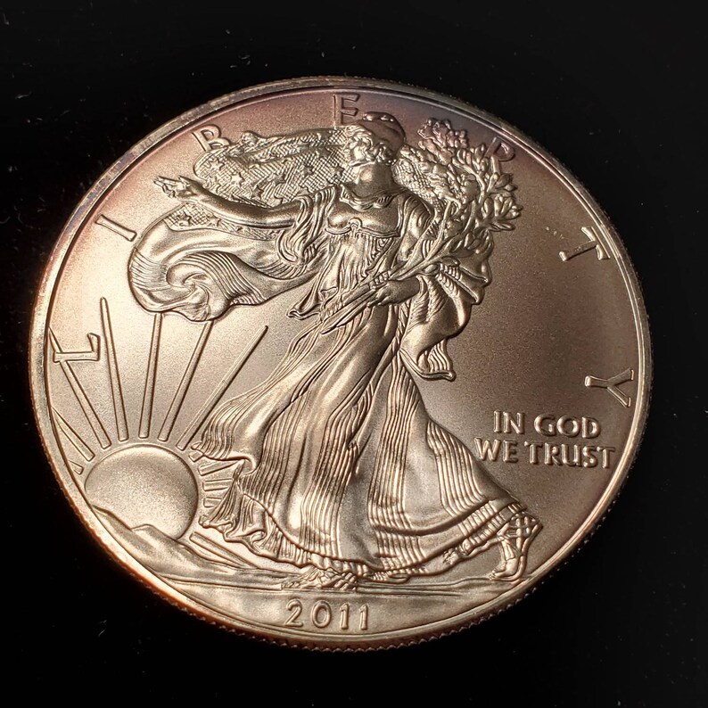 2011   American Silver Eagle BU  -  1 Oz .999 Cool toning on the rim-     Lot# 899 Key date - usacoinsstore