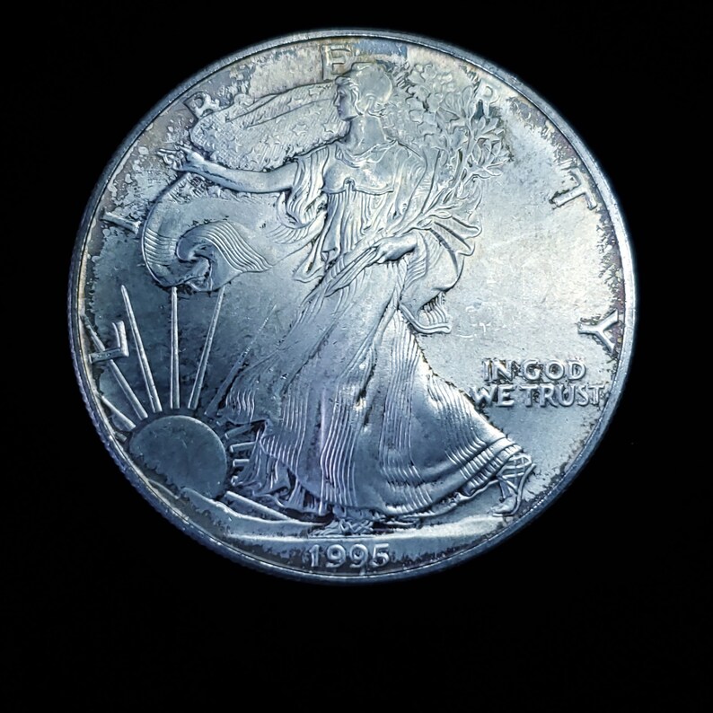 1995 Silver Eagle - Key date - Toned - Regular 60  lot# 1220 - usacoinsstore