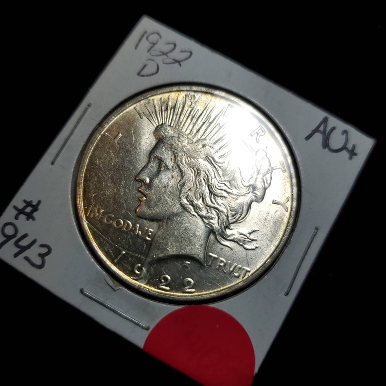 1922 D Silver Peace Dollar AU/BU  -  Lot#943 Regular 69 - usacoinsstore