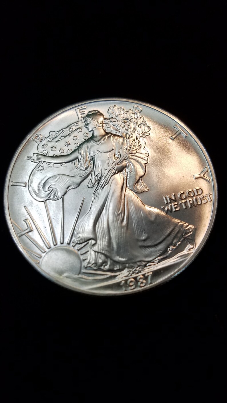 1987 American Silver Eagle BU  -  1 Oz .999  Lot# 473 - usacoinsstore