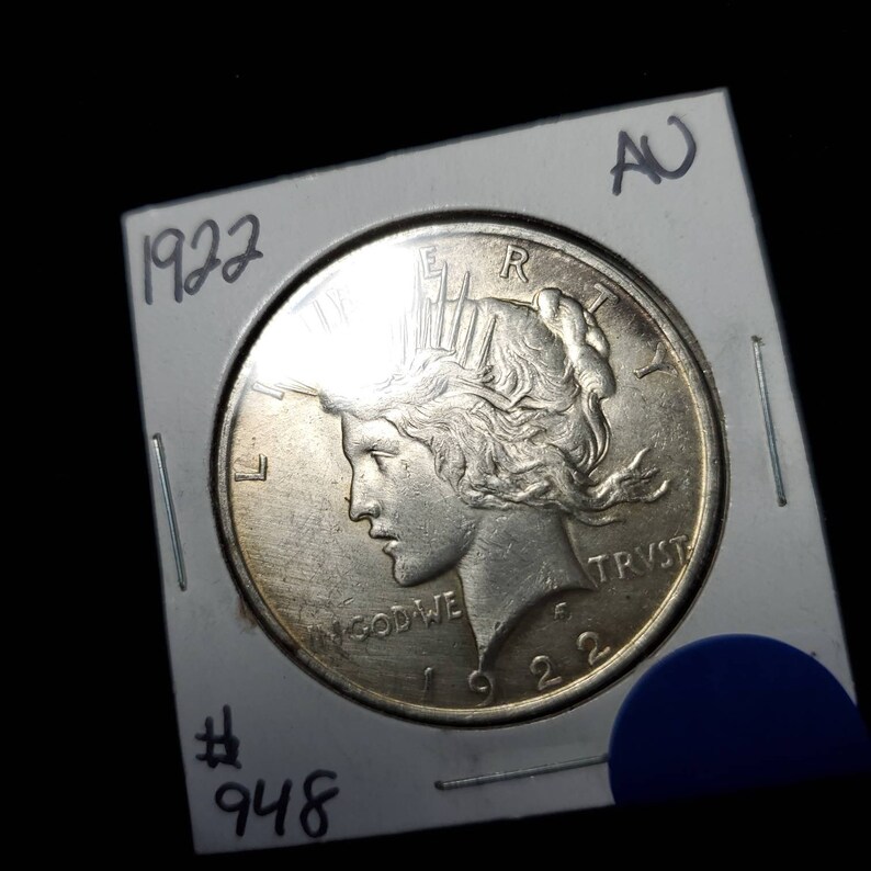 1922 Silver Peace Dollar AU -  Lot#948 - usacoinsstore