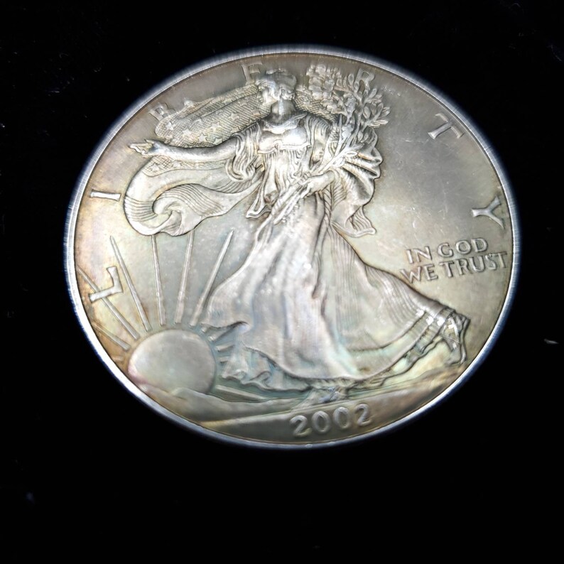 2002   American Silver Eagle   -  1 Oz .999 Silver - Key Date- Dark toning -  ! # 601 - usacoinsstore