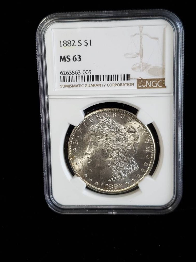 1882  S  MS 63 Silver Morgan Dollar, NGC  MS 63  Silver  Coin . Blast White!   Lot # 1485 - usacoinsstore