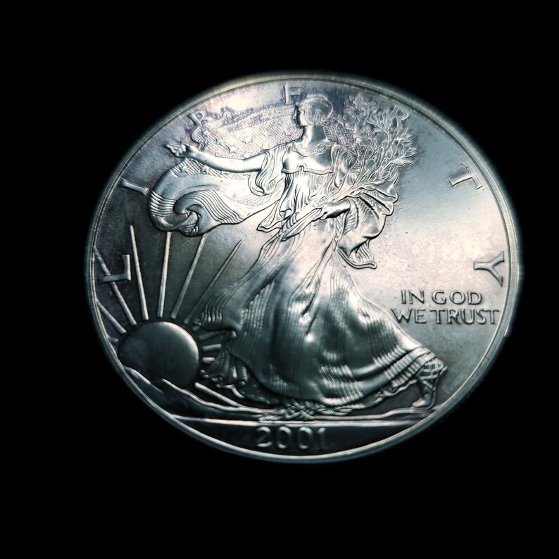 2001  American Silver Eagle   - Key date   -  1 Oz .999 - Slight toning -     Lot# 479 - usacoinsstore