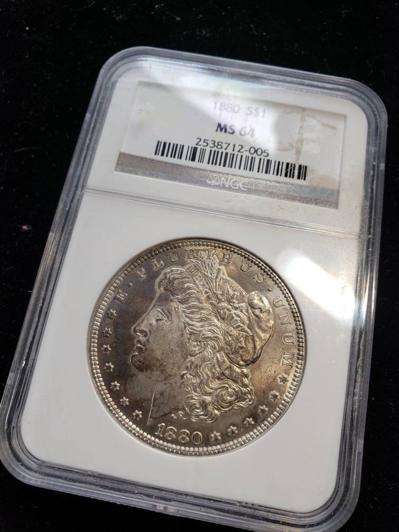1880-P Morgan Silver Dollar  NGC  Graded MS 64 Nice Colored toning on obverse-    Lot# 1460 - usacoinsstore