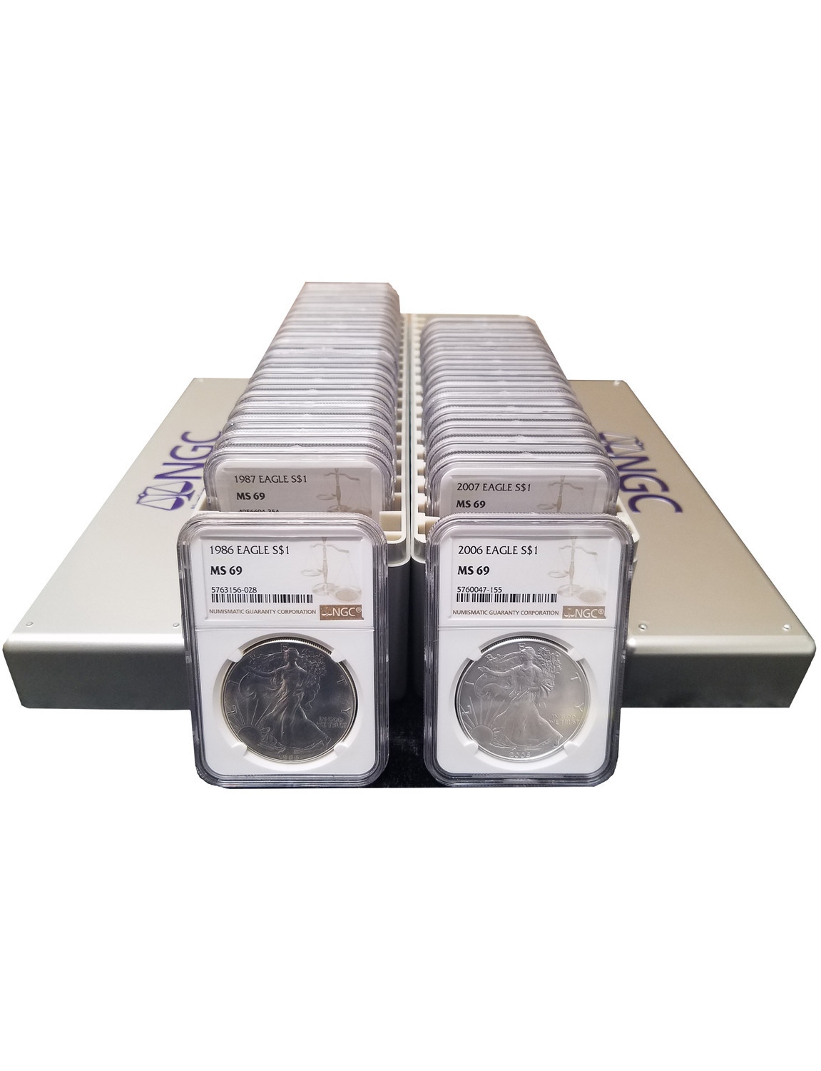 Last Day 50% ОFF🔥1986-2024 American Silver Eagle 25-pc Set NGC MS69 (2 New NGC Boxes) - usacoinsstore