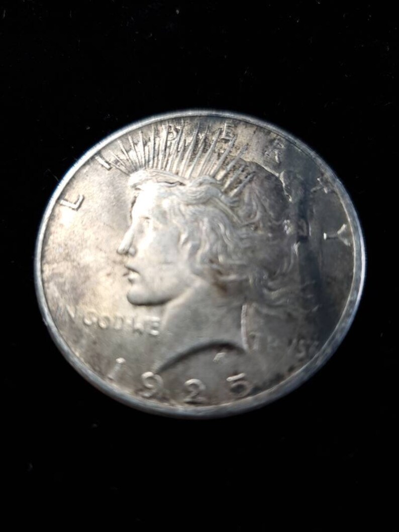 1925  Silver Peace Dollar AU - tarnish on obverse/reverse   Lot# 129 - usacoinsstore