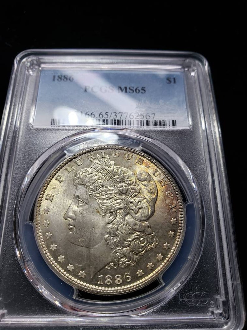 1886   Morgan Silver Dollar MS65  PCGS  Graded - Beautiful Coin -    Lot# 1465 - usacoinsstore