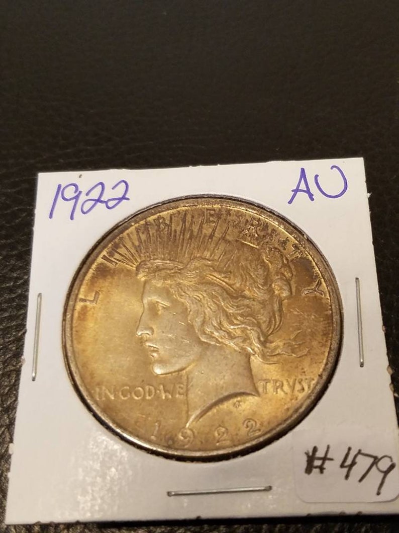 1922 Silver Peace Dollar AU/BU ! Toned! Lot# 479 - usacoinsstore