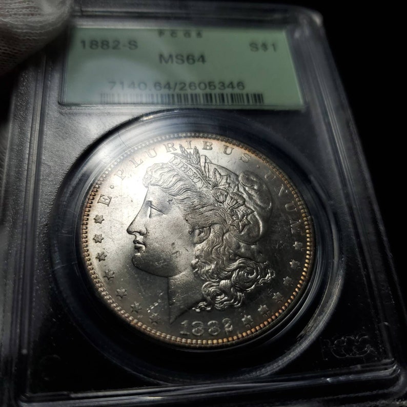 1882  S  MS 64  Silver Morgan Dollar- PCGS  Silver  Coin . Beautiful Color  Lot # 262 - usacoinsstore