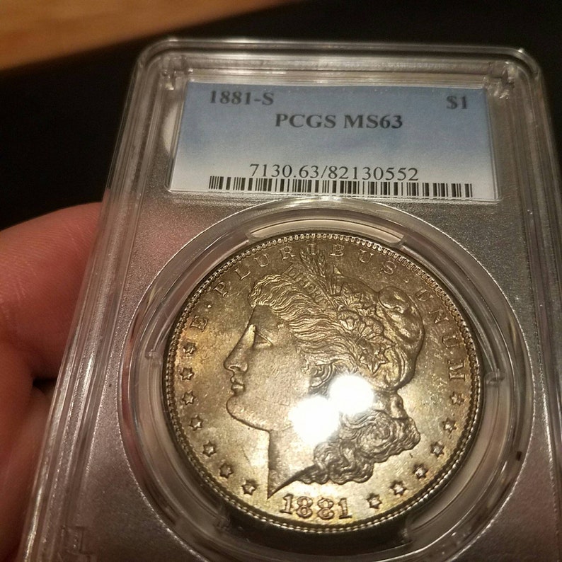 1881-S 1 Morgan Silver Dollar PCGS MS63 Nice dark toning - lot#227. - usacoinsstore