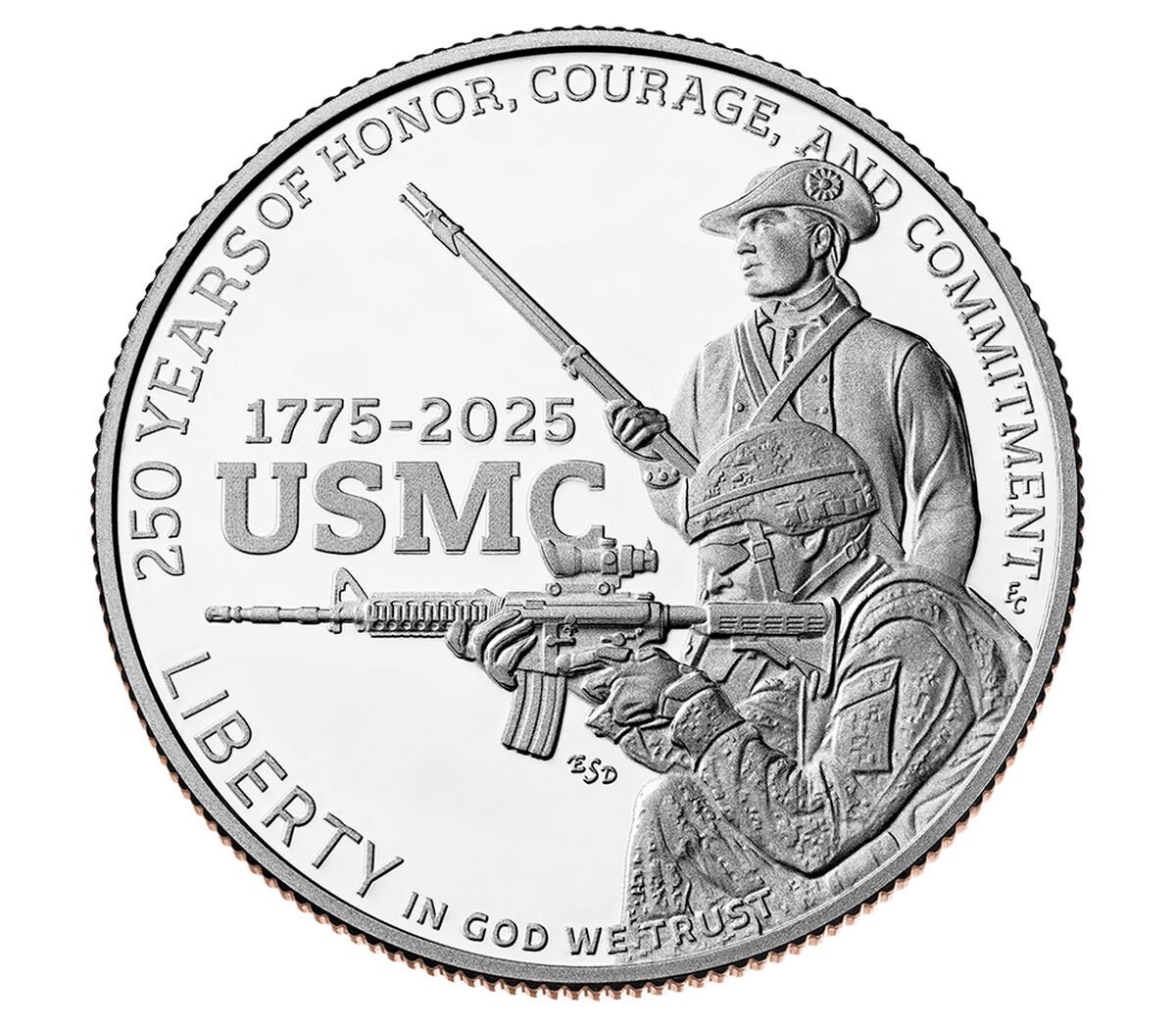 2025 P U.S. Marine Corps USMC 250th Anniversary Commemorative Half Dollar, First Strike PCGS MS70