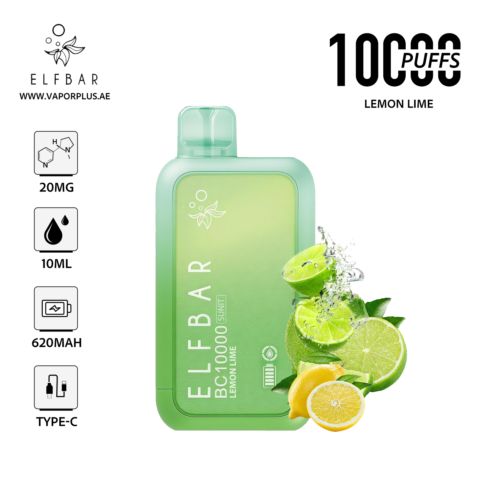 ELFBAR BC10000 Disposable Vape 2% Nic in UAE - Lemon Lime