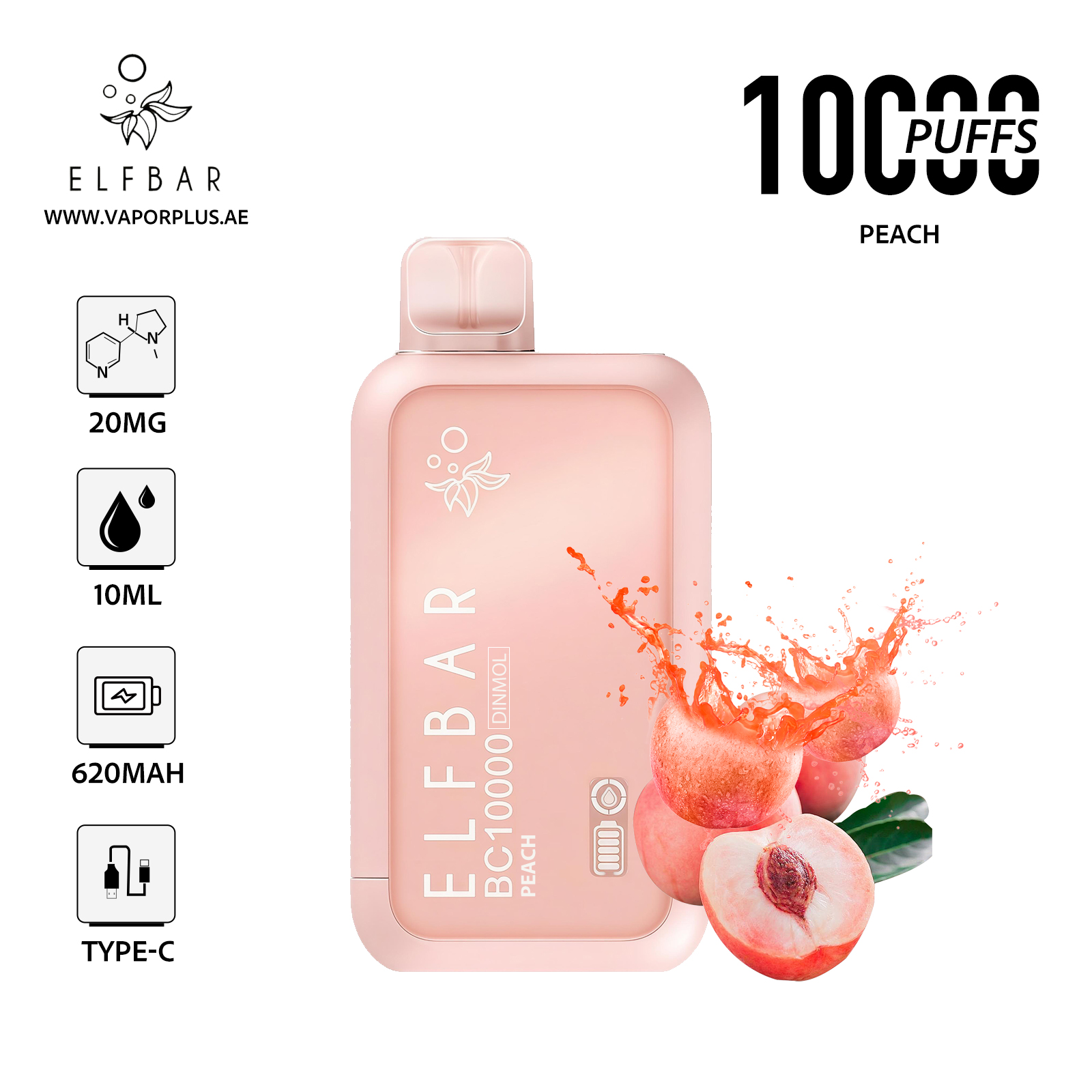 ELFBAR BC10000 Disposable Vape 2% Nic in UAE - Peach
