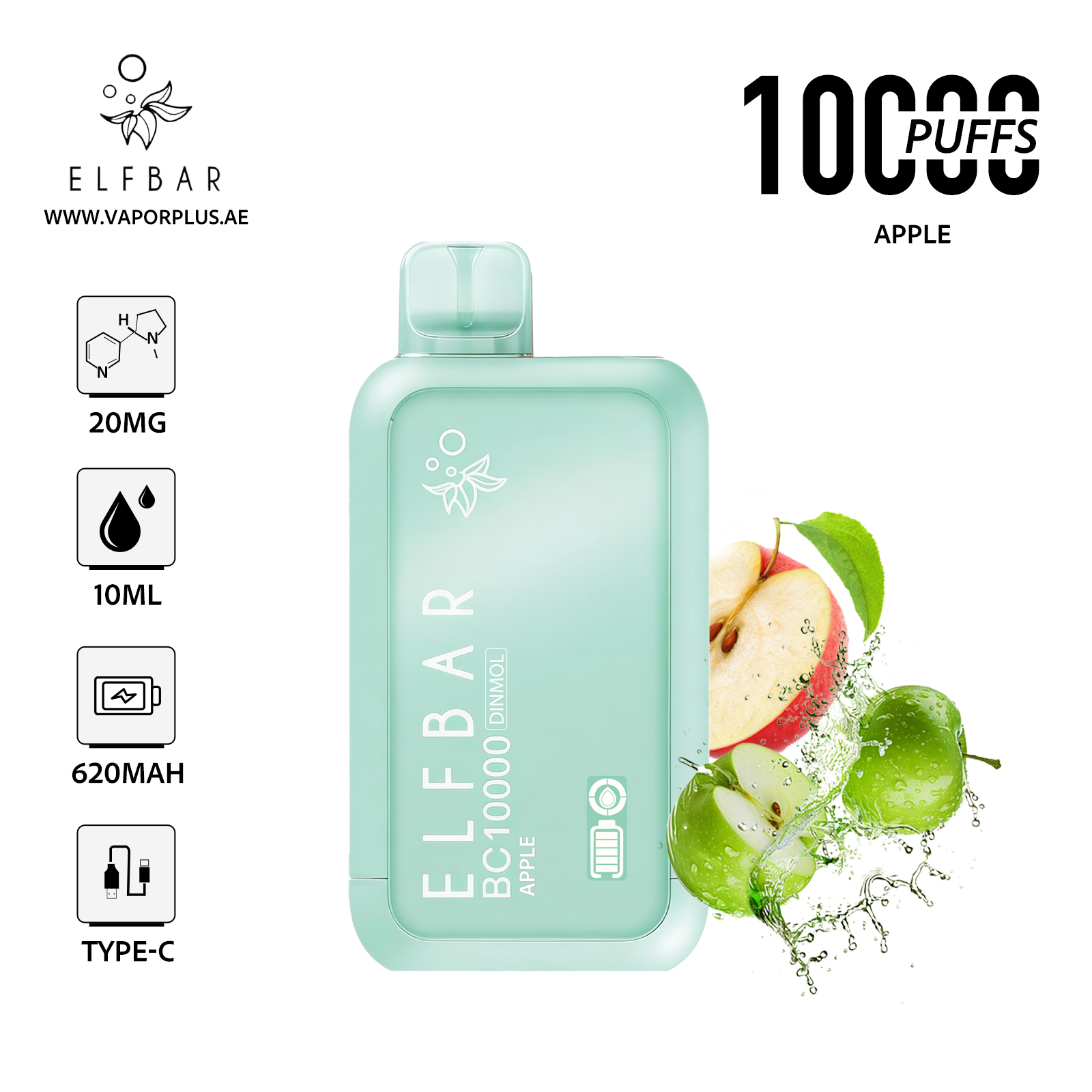 ELFBAR BC10000 Disposable Vape 2% Nic in UAE - Apple