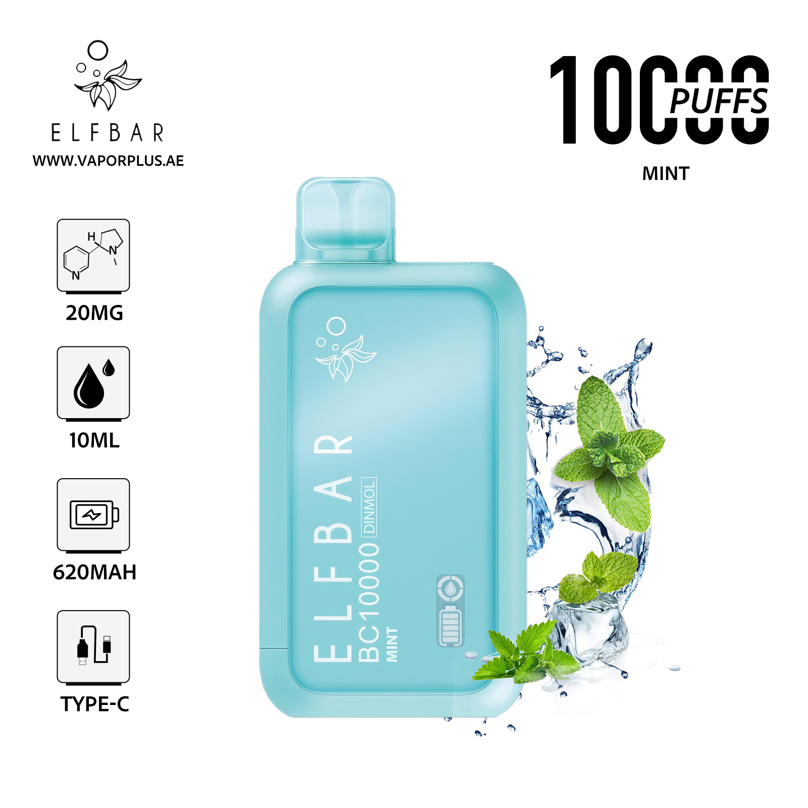 ELFBAR BC10000 Disposable Vape 2% Nic in UAE - Mint
