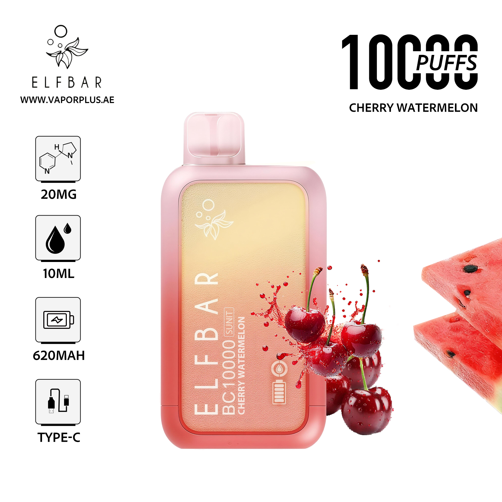 ELFBAR BC10000 Disposable Vape 2% Nic in UAE - Cherry Watermelon