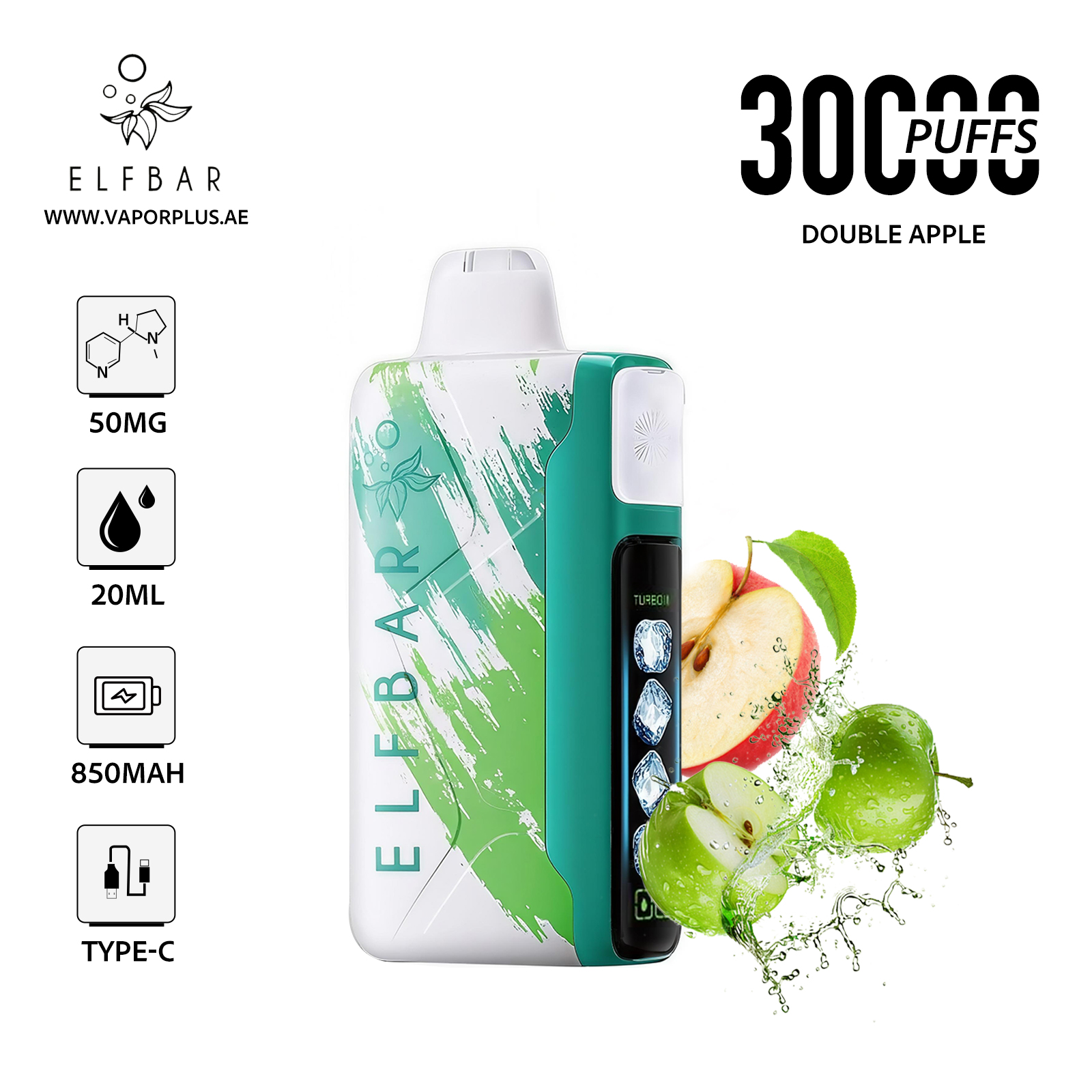 ELFBAR ICE KING 30000 Disposable Vape 5% Nic in UAE - Double Apple