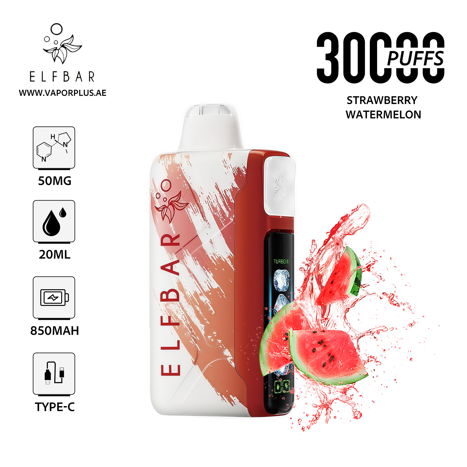 ELFBAR ICE KING 30000 Disposable Vape 5% Nic in UAE - Strawberry Watermelon