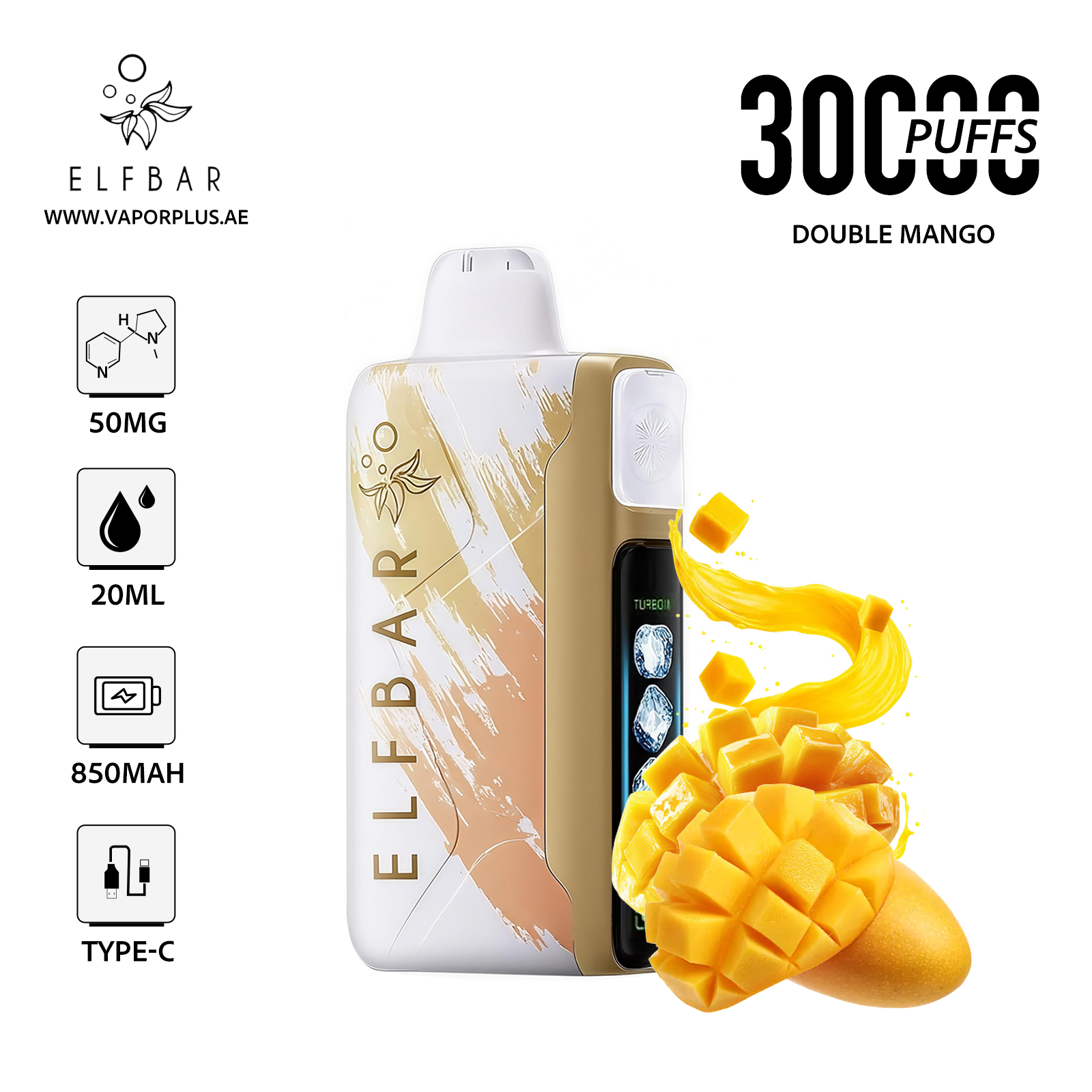 ELFBAR ICE KING 30000 Disposable Vape 5% Nic in UAE - Double Mango