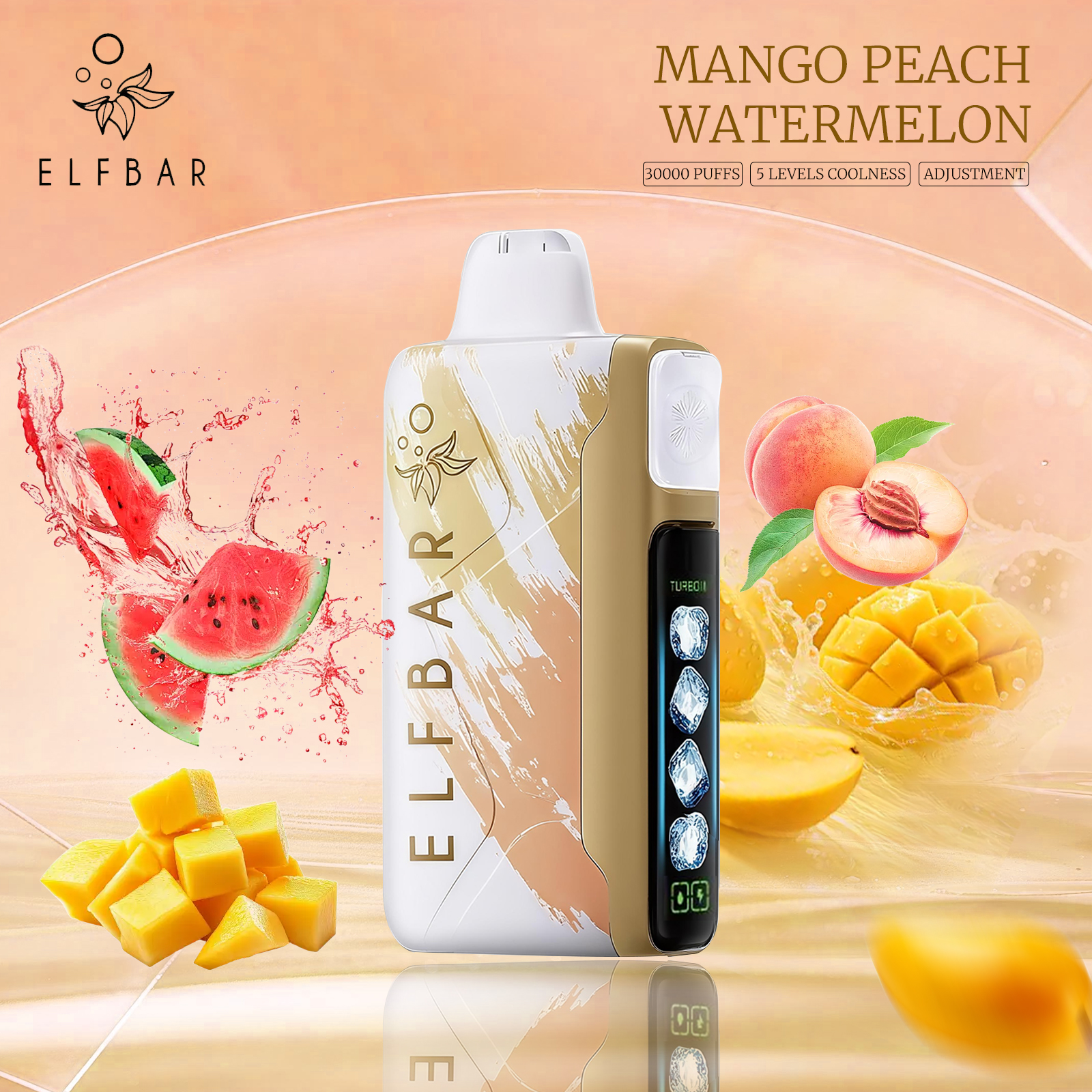 ELFBAR ICE KING 30000 Disposable Vape 5% Nic in UAE - Mango Peach Watermelon