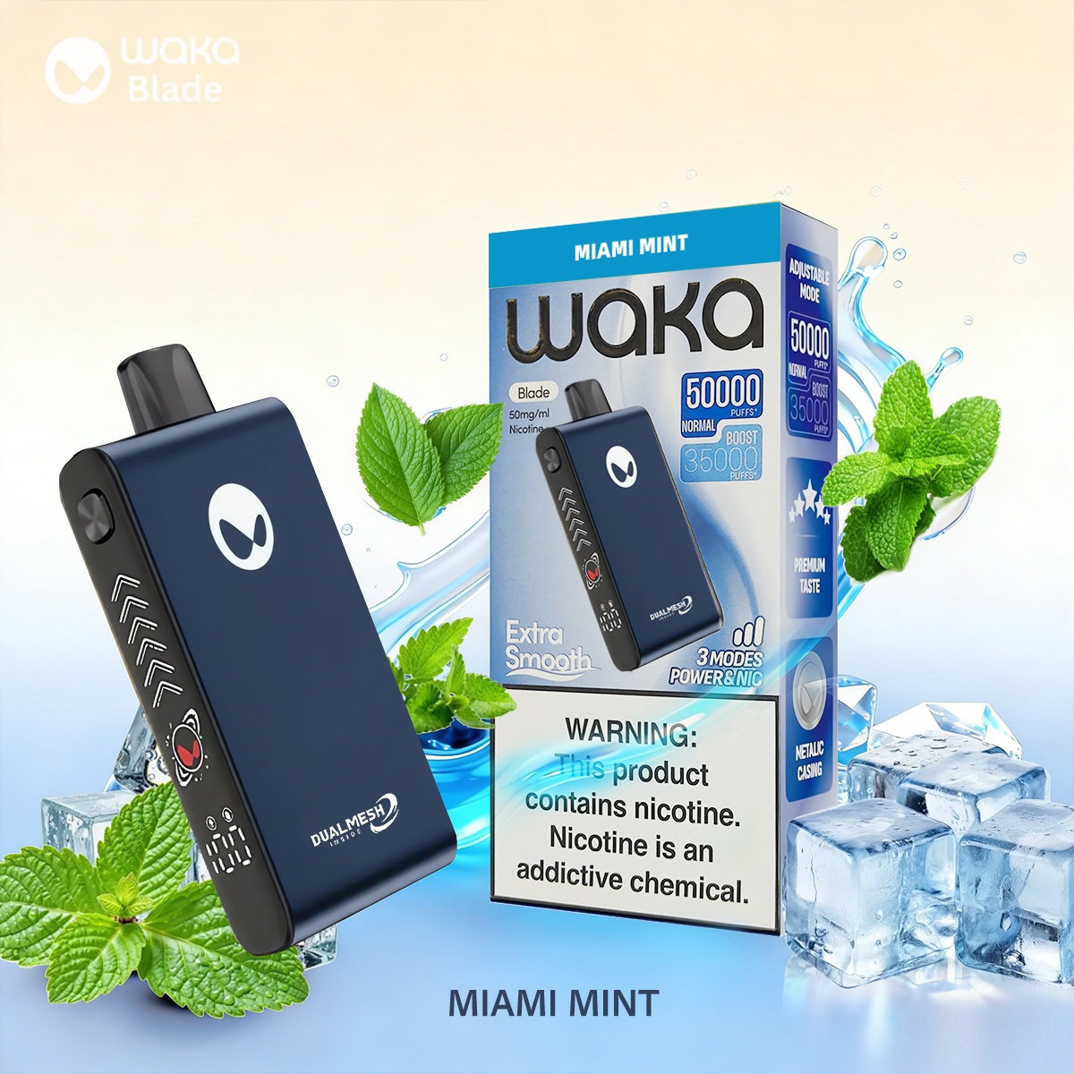Waka Blade 50000 Puffs Disposable Vape (UAE) - Miami Mint (33ml / 5%)