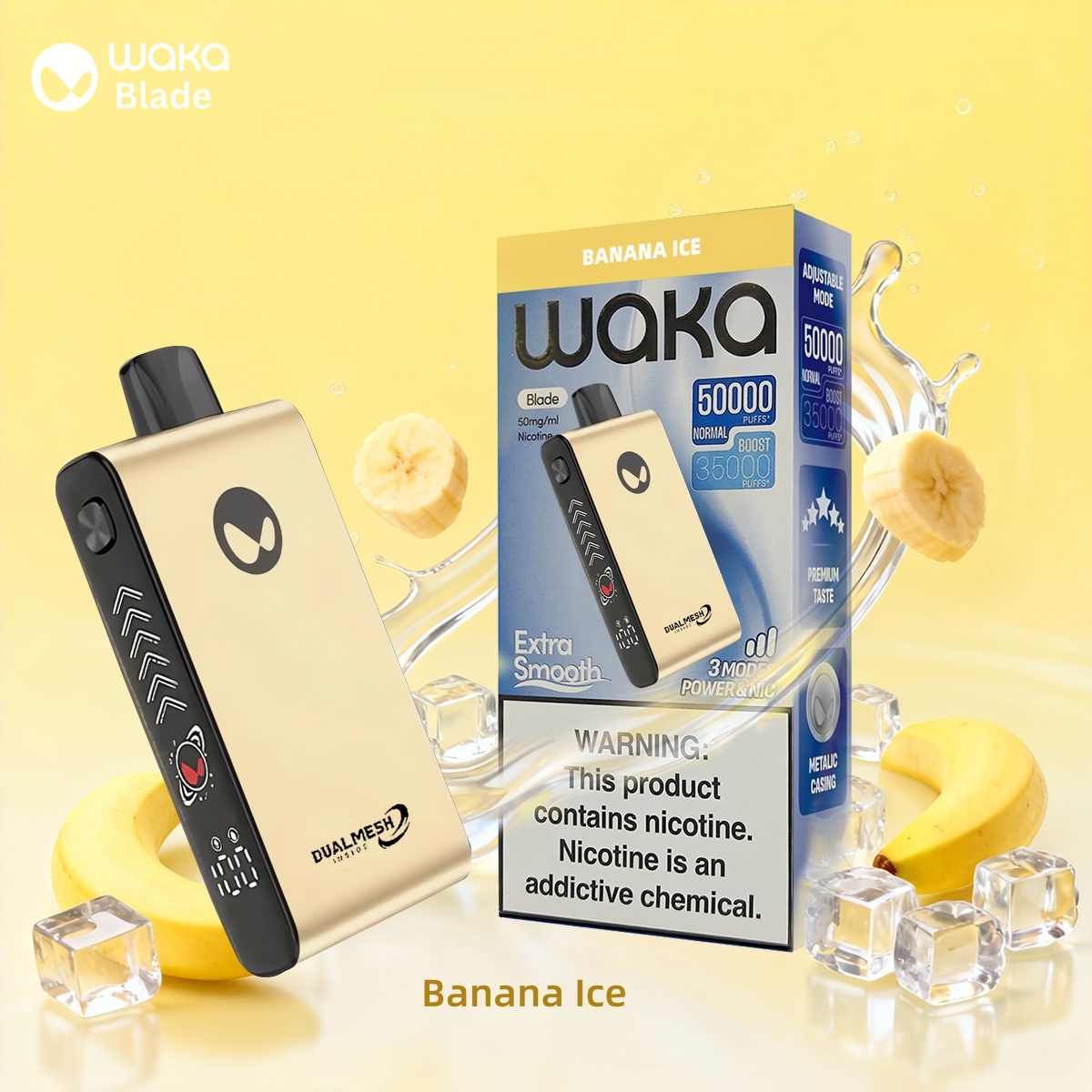 Waka Blade 50000 Puffs Disposable Vape (UAE) - Banana Ice (33ml / 5%)