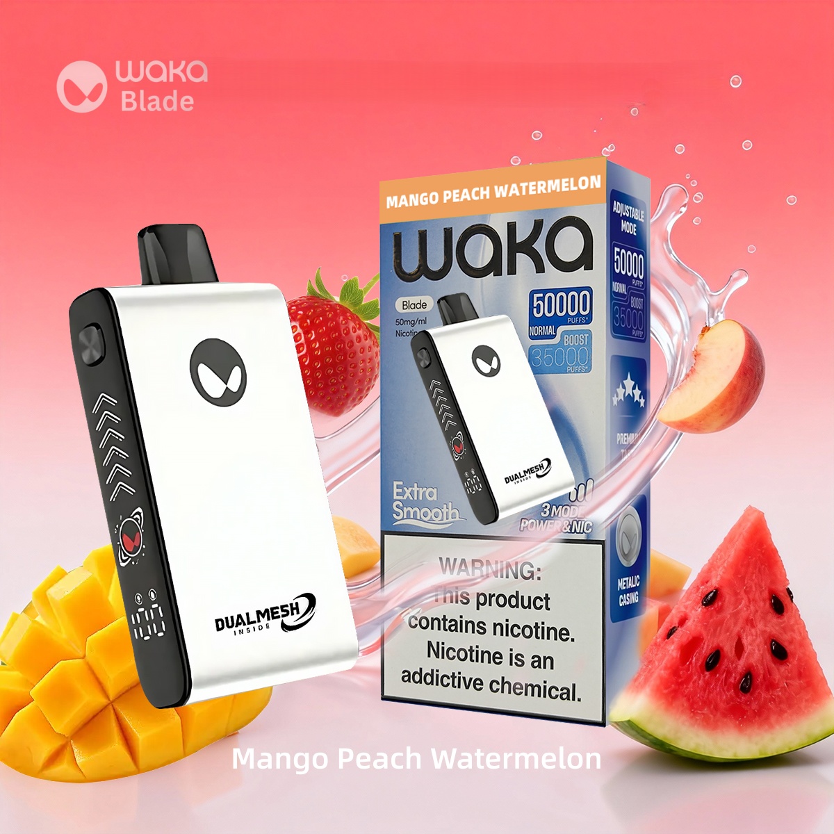 Waka Blade 50000 Puffs Disposable Vape (UAE) -Mango Peach Watermelon (33ml / 5%)