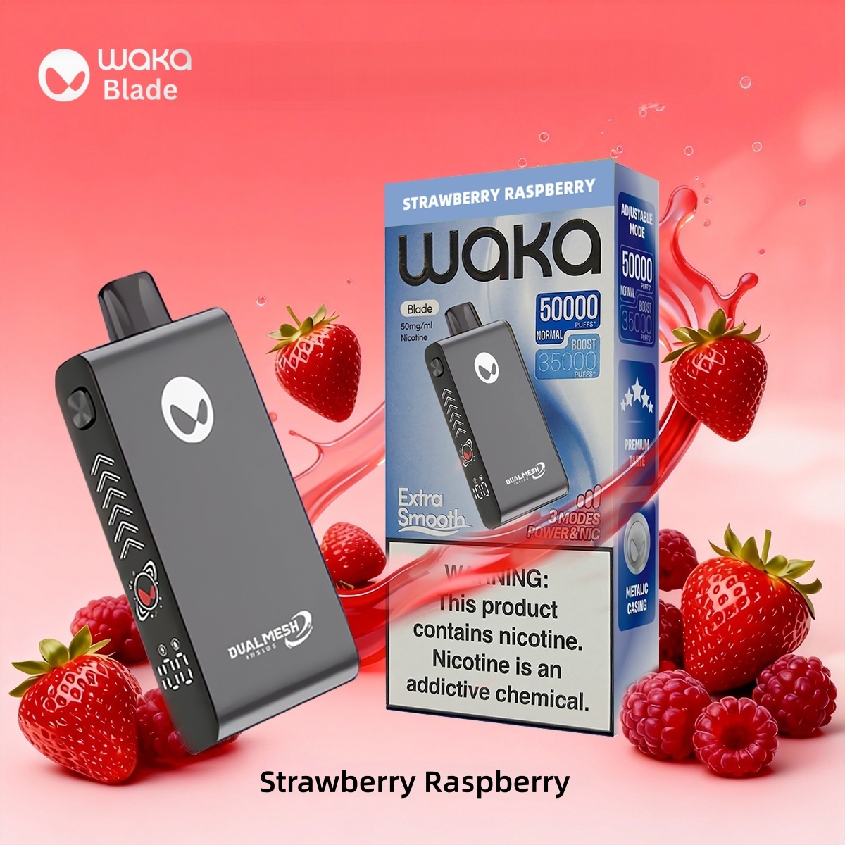 Waka Blade 50000 Puffs Disposable Vape (UAE) -Strawberry Raspberry (33ml / 5%)