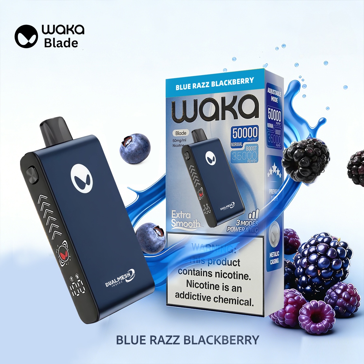 Waka Blade 50000 Puffs Disposable Vape (UAE) - Blue Razz Blackberry (33ml / 5%)