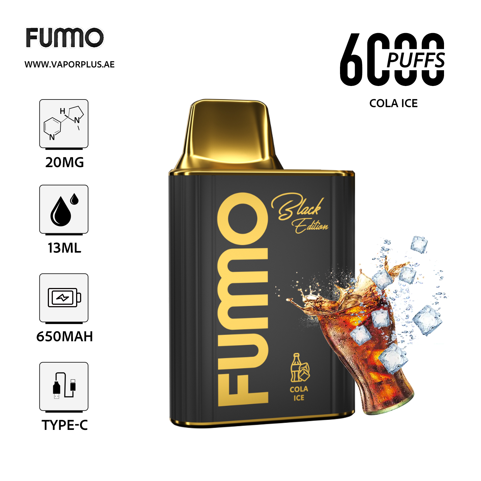 FUMO King6000 Disposable Vape 2% Nic in UAE-Cola Ice