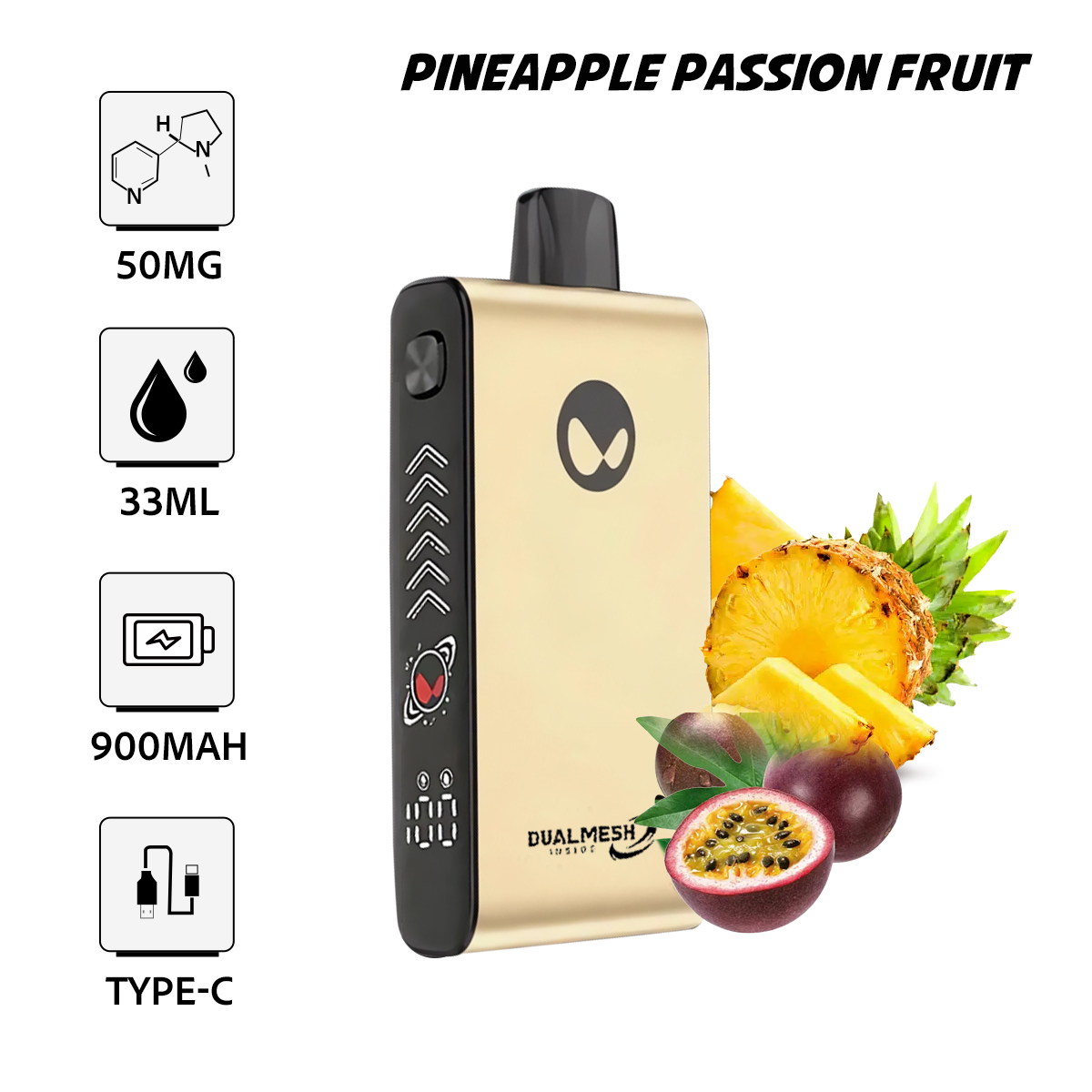 Waka Blade 50000 Puffs Disposable Vape (UAE) - Pineapple Passion Fruit (33ml / 5%)