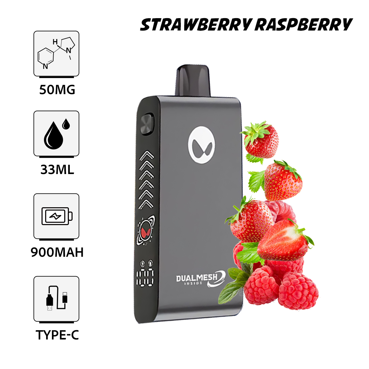 Waka Blade 50000 Puffs Disposable Vape (UAE) -Strawberry Raspberry (33ml / 5%)