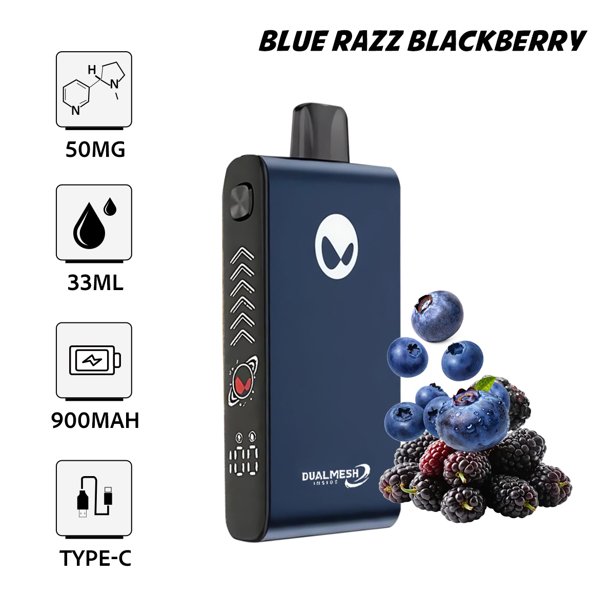 Waka Blade 50000 Puffs Disposable Vape (UAE) - Blue Razz Blackberry (33ml / 5%)