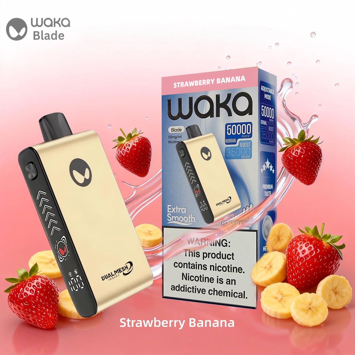 Waka Blade 50000 Puffs Disposable Vape (UAE) - Strawberry Banana (33ml / 5%)