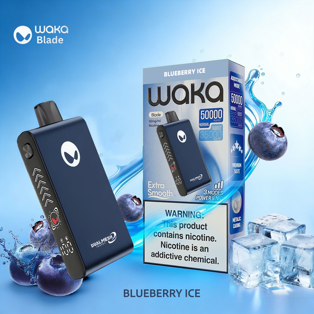 Waka Blade 50000 Puffs Disposable Vape (UAE) - Blueberry Ice (33ml / 5%)