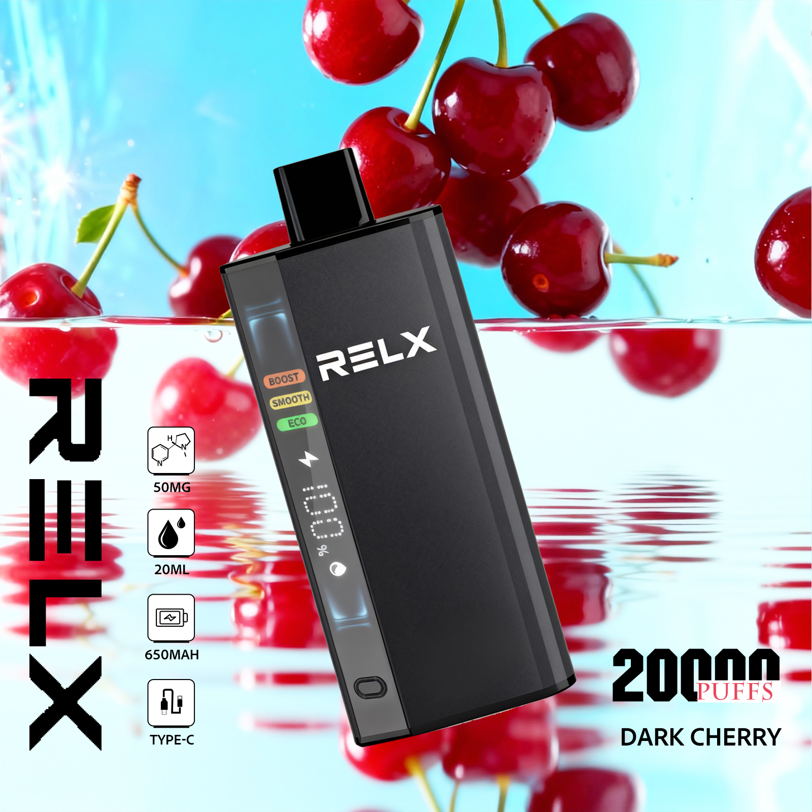 Dark Cherry – RELX ACE 20000 Disposable Vape 50mg Nic | UAE