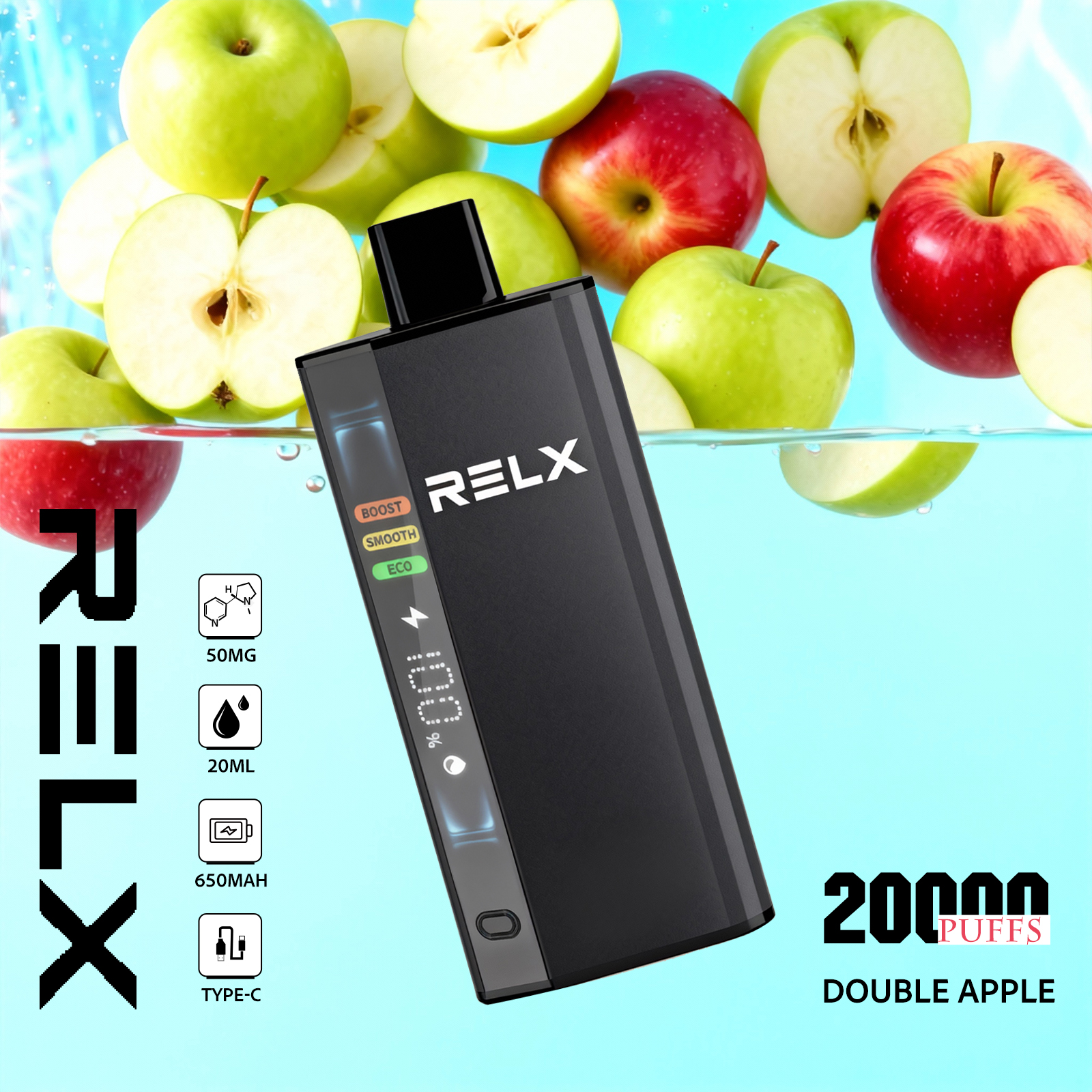 Double Apple – RELX ACE 20000 Disposable Vape 50mg Nic | UAE