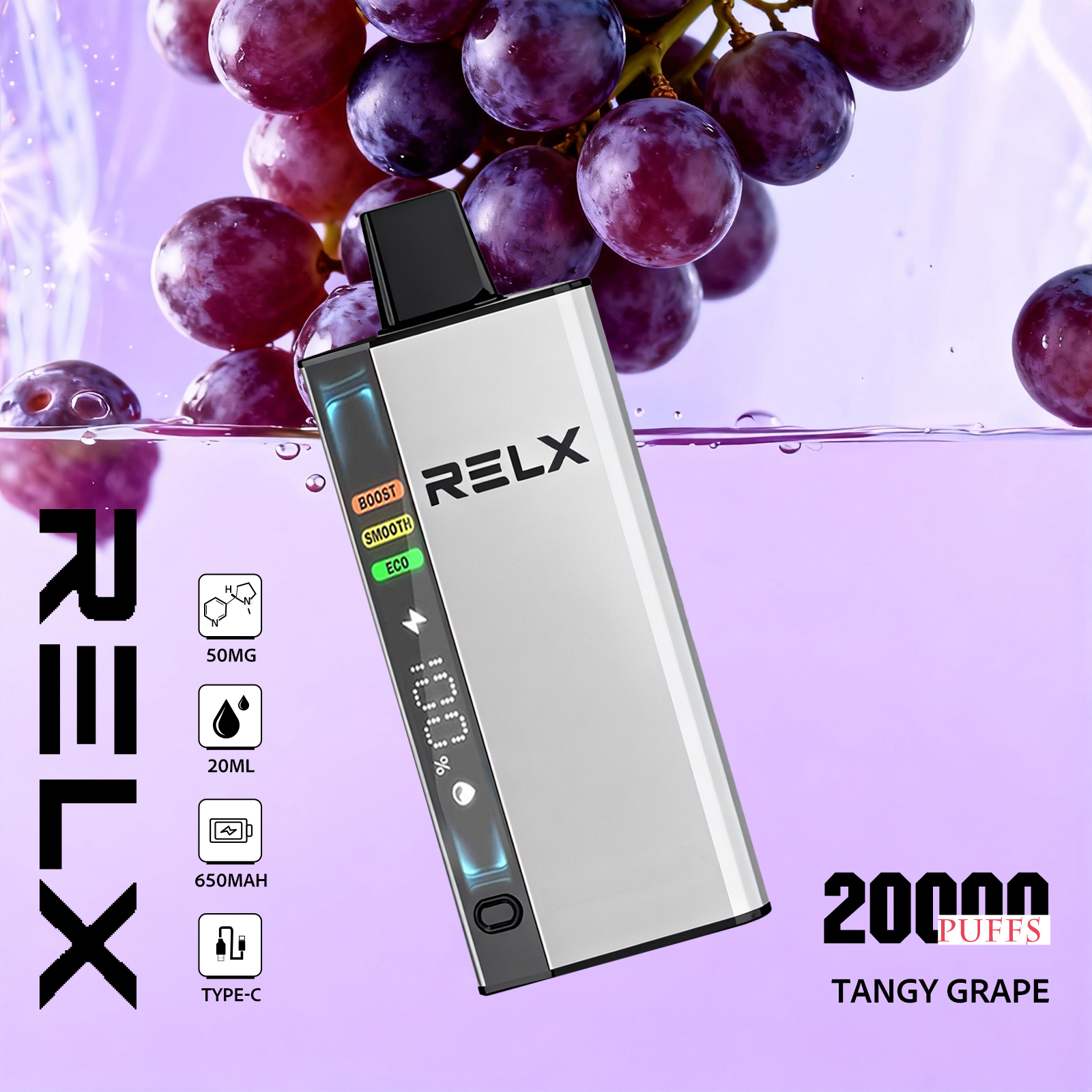 Tangy Grape – RELX ACE 20000 Disposable Vape 50mg Nic | UAE