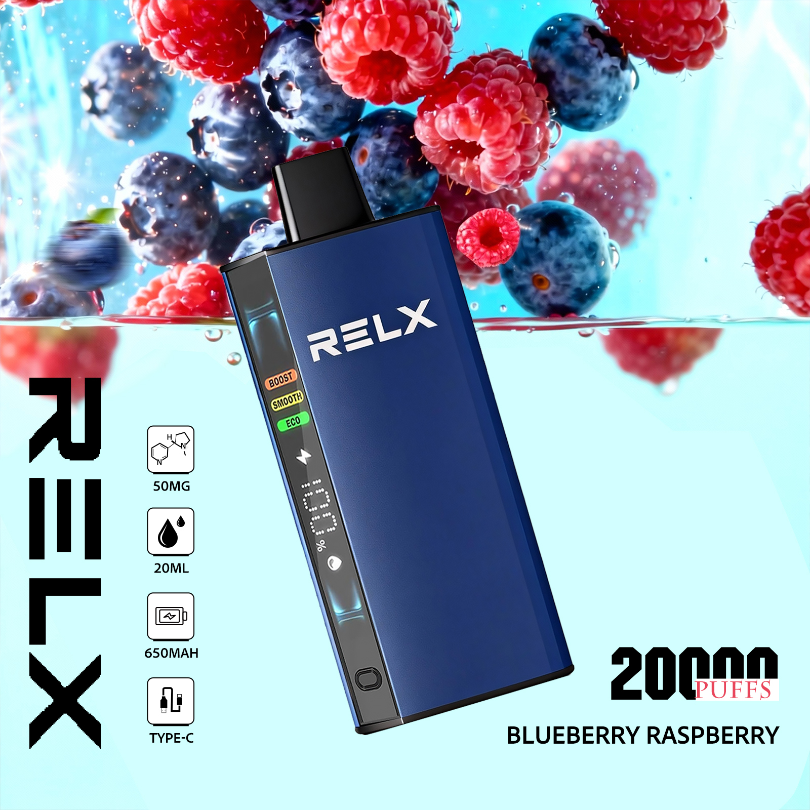 Blueberry Raspberry – RELX ACE 20000 Disposable Vape 50mg Nic | UAE