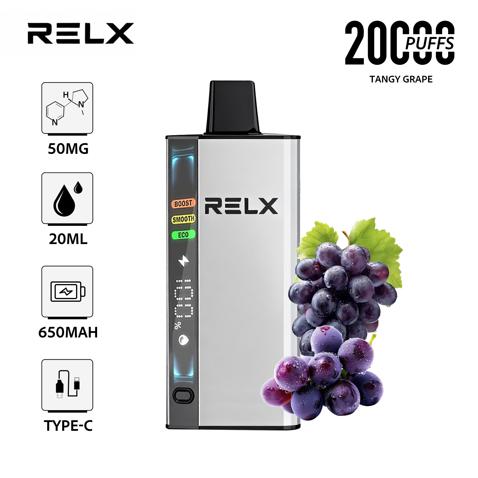 Tangy Grape – RELX ACE 20000 Disposable Vape 50mg Nic | UAE