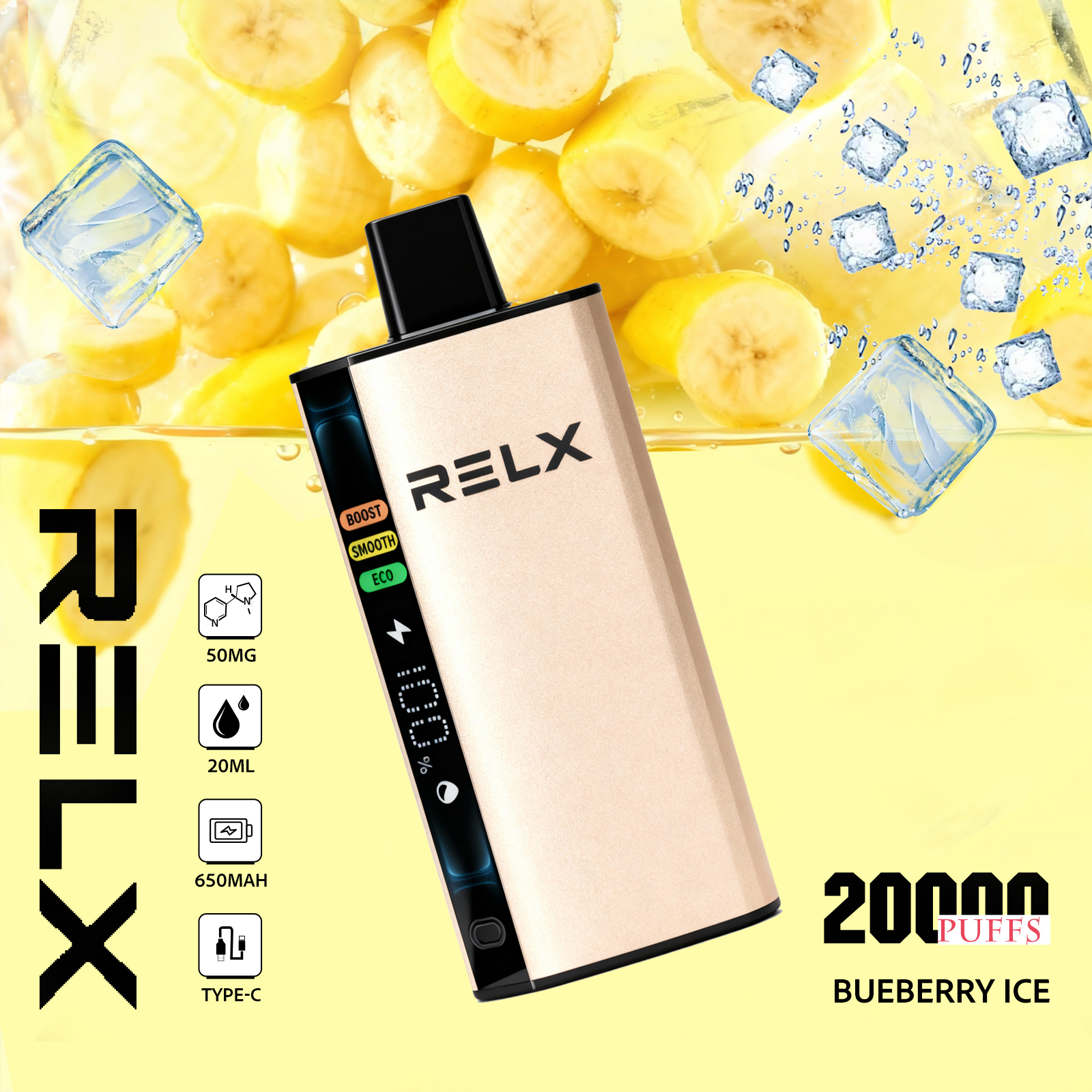 Banana Ice – RELX ACE 20000 Disposable Vape 50mg Nic | UAE