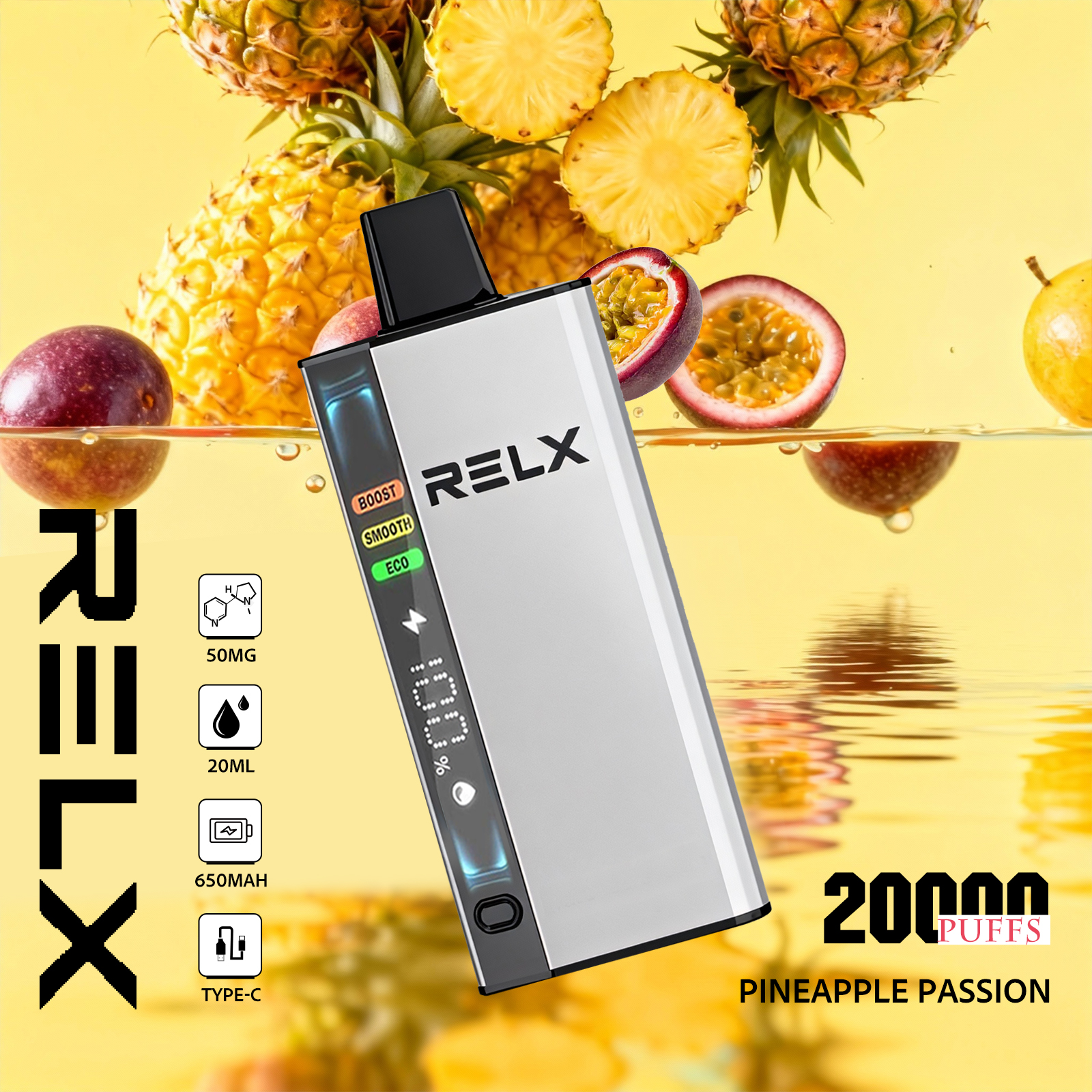 Pineapple Passion – RELX ACE 20000 Disposable Vape 50mg Nic | UAE