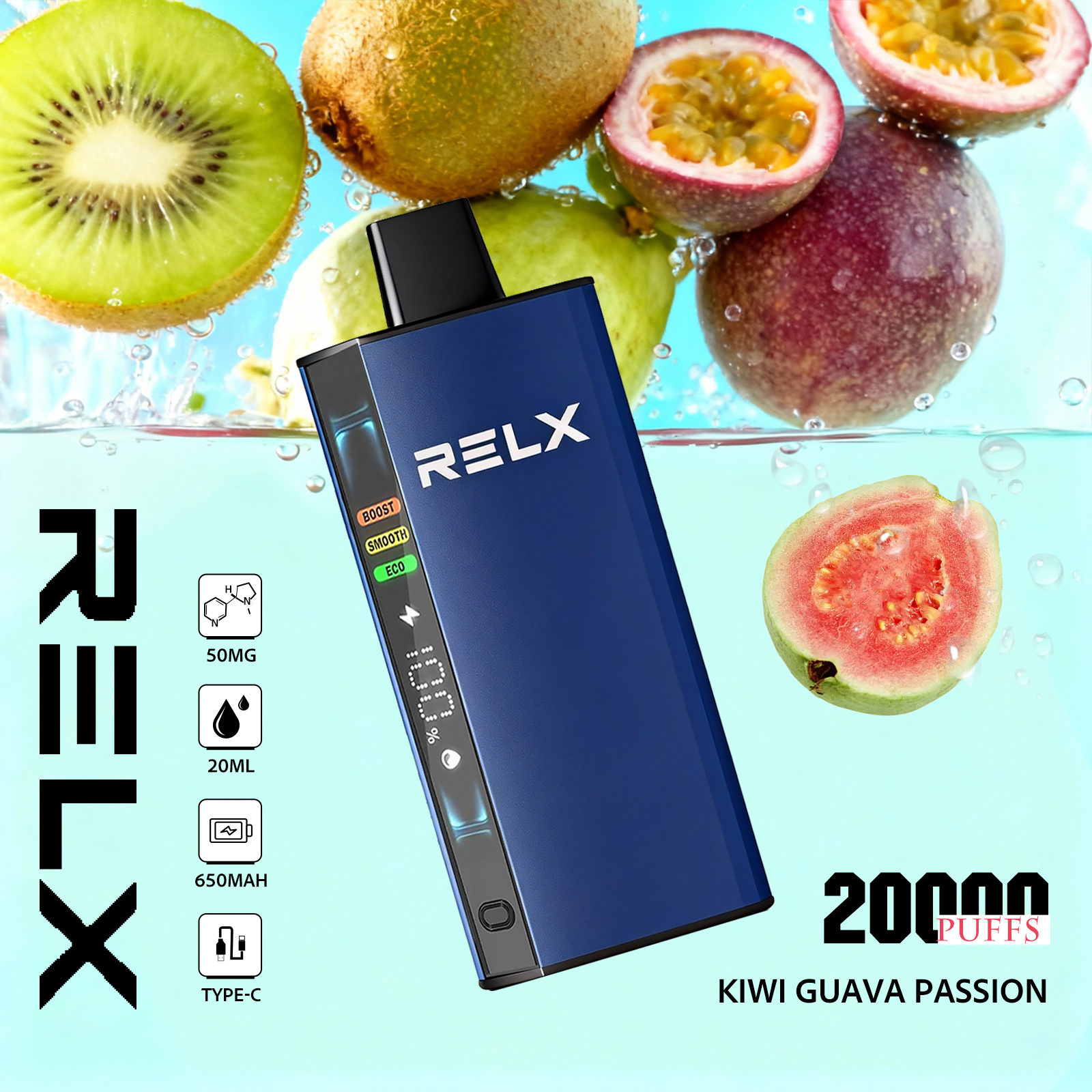 Kiwi Guava Passion – RELX ACE 20000 Disposable Vape 50mg Nic | UAE